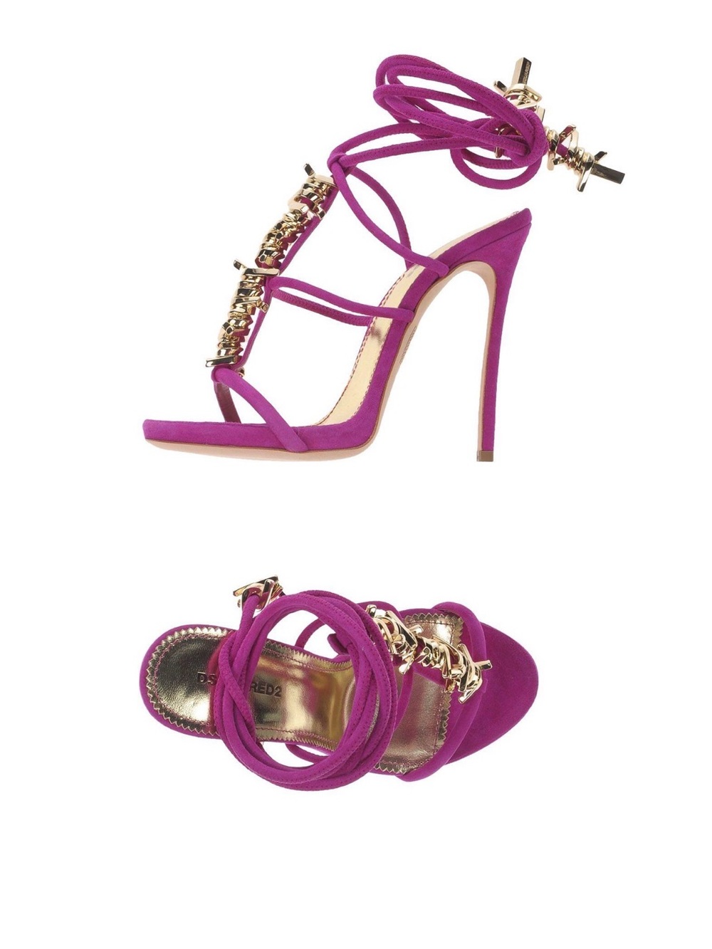 Dsquared2 Babe Wire fuchsia suede ankle tie stiletto sandals size 6